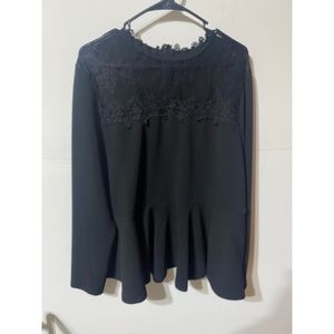 Peplum lace black blouse